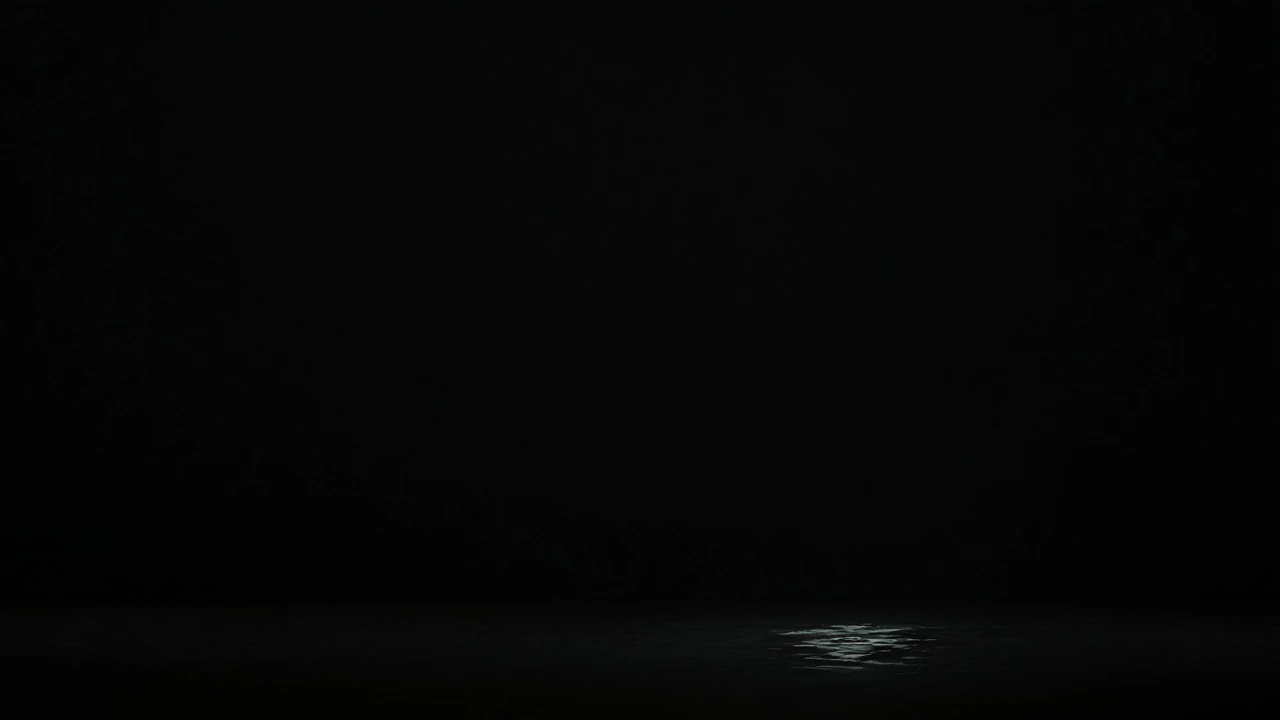 Almost black water, with one small glint.