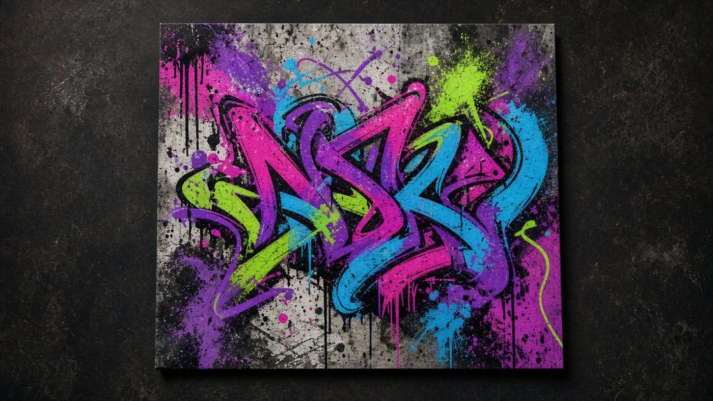 Close street art album cover with fictional spray paint lettering